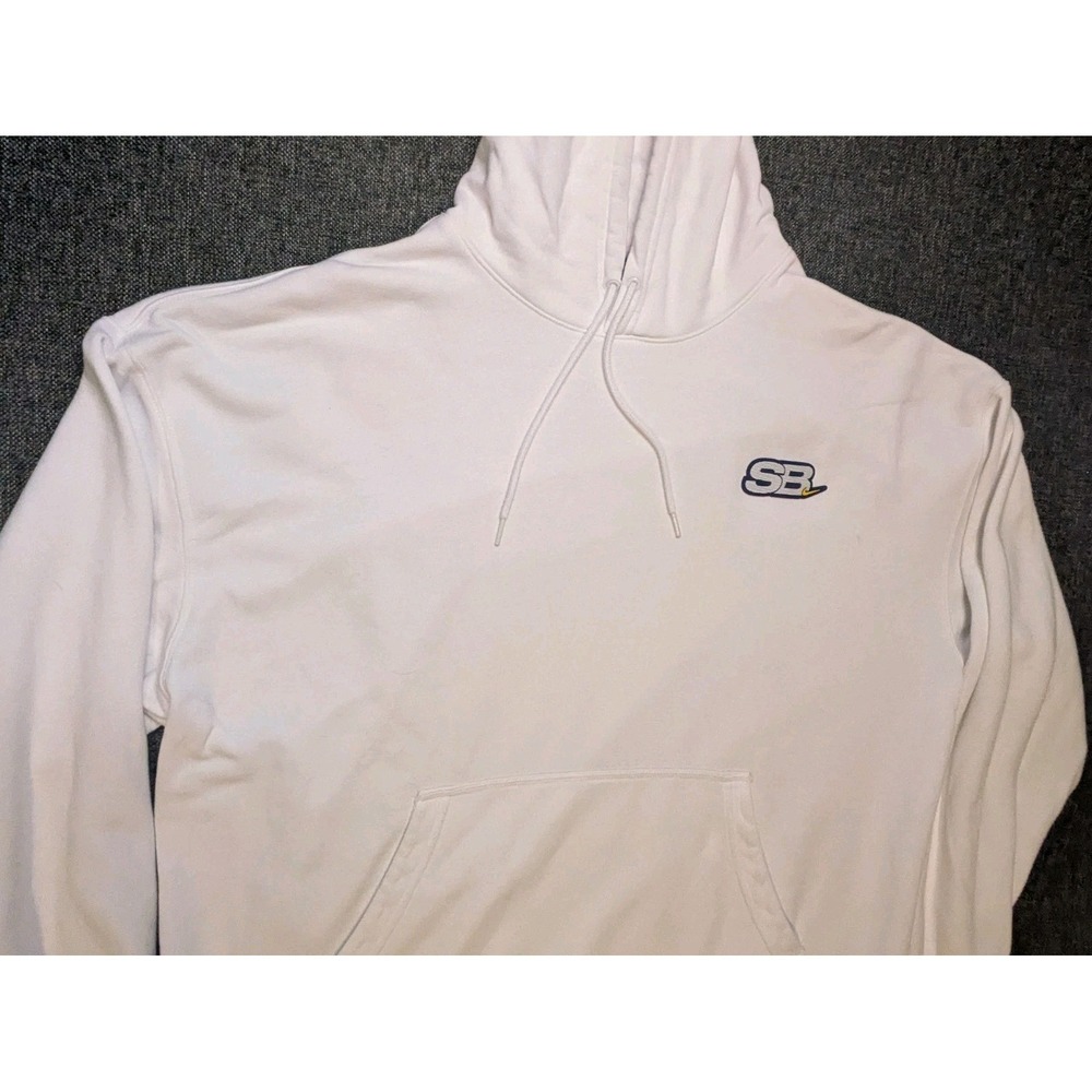 Nike SB Logo Men's XXL Pullover Hoodie White Y2K Skateboarding Cotton Sweatshirt - Picture 2 of 7